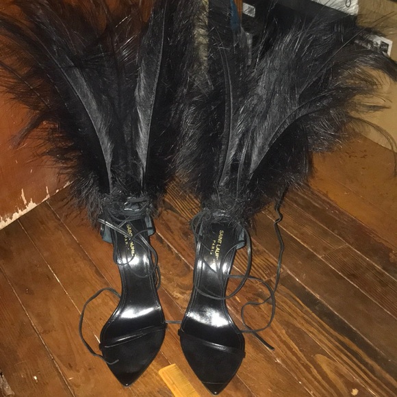 Saint Laurent Iris Feather Heels 